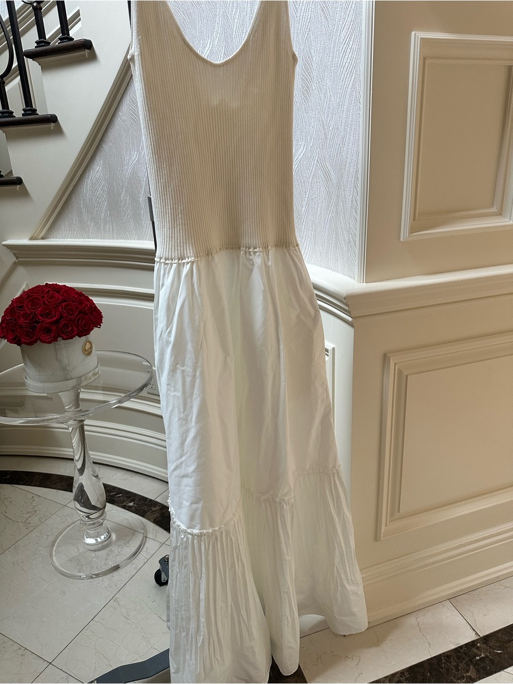 Ramy Brook Cream Ribbed Bodice Maxi Dress with Tiered Skirt - Picture 2 of 7